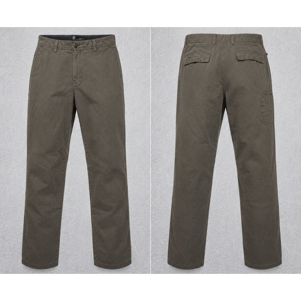 Weatherproof Vintage Mens Canvas Chino Pants 36x32 Brown Flat Front Casual Work